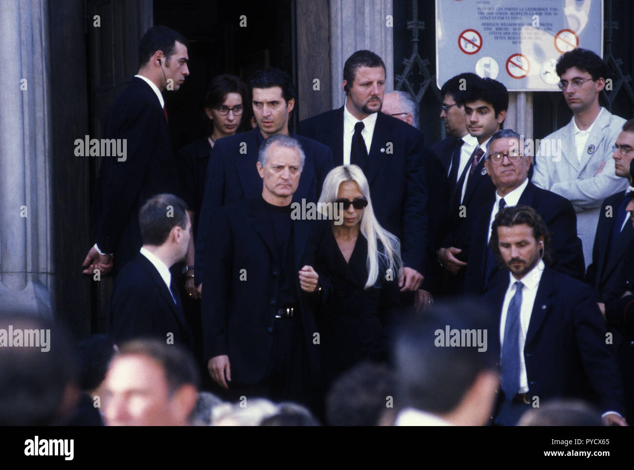 The funeral of Gianni Versace in Milan, Italy on 22 July 1997 Featuring:  Santo Versace, Donatella