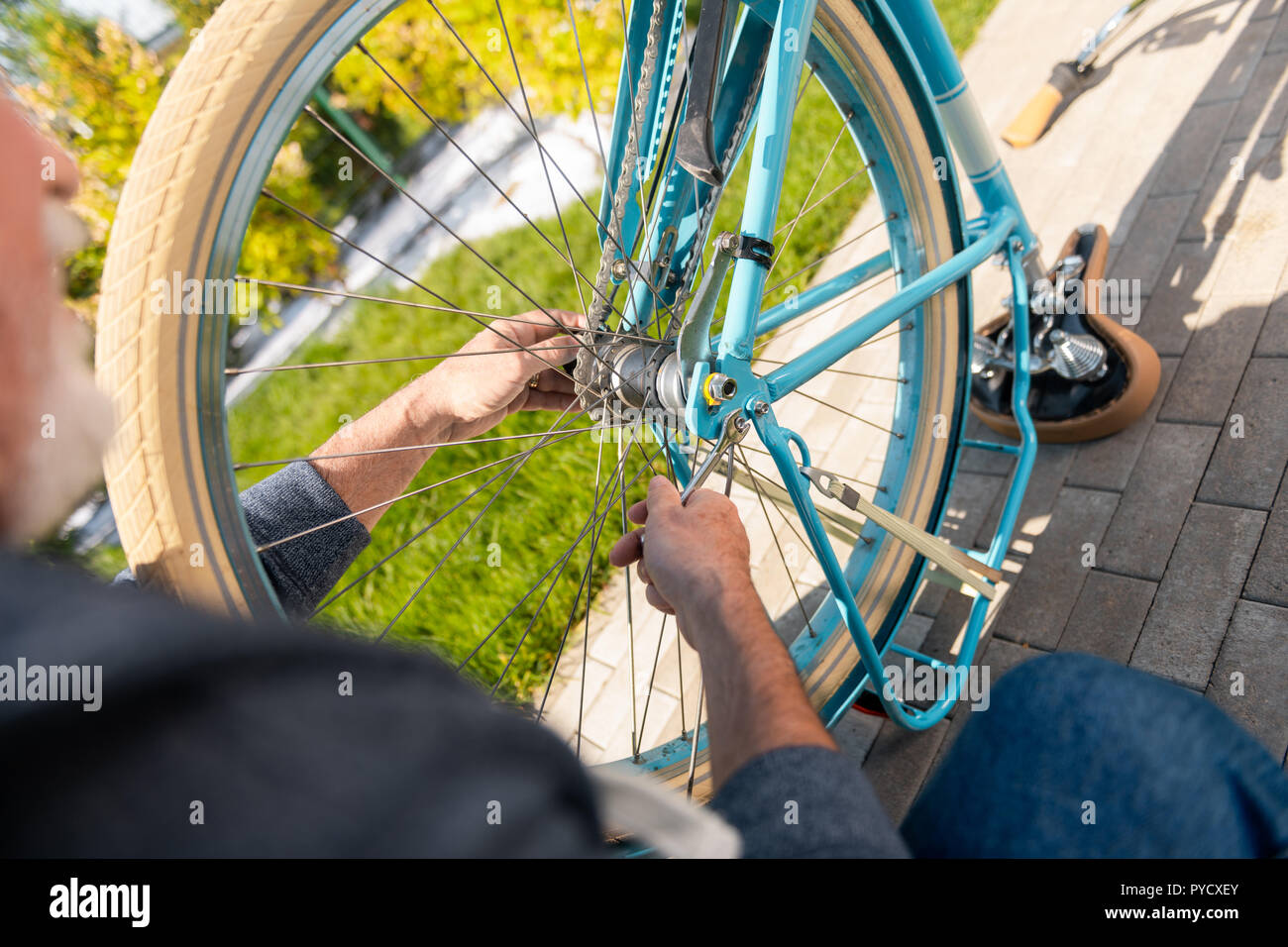 Bicycle outside home hi-res stock photography and images - Alamy