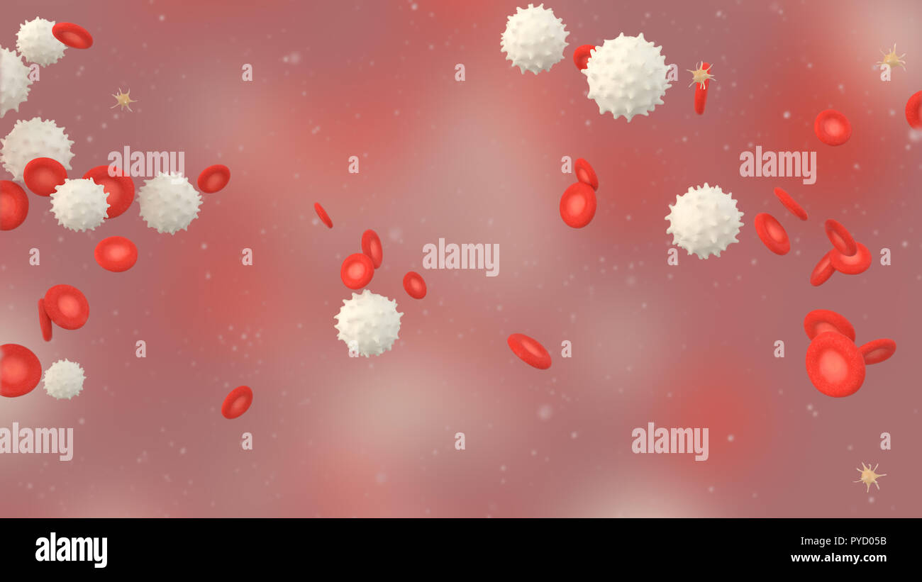 3D illustration of a blood with red cell white cell and platelet Stock Photo