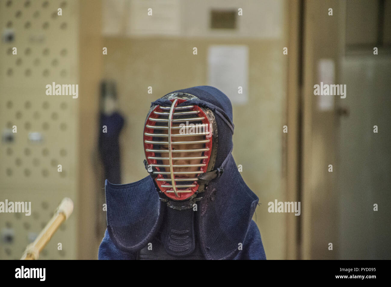 Close Up Kendo With Helm At Osakaosa Japan 2016 Stock Photo