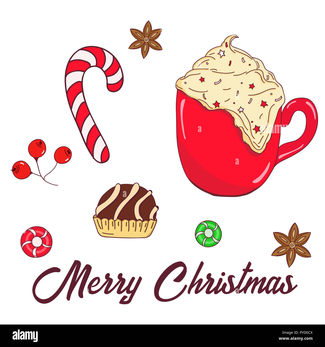 Hand drawn christmas set. Set of Christmas and New Year elements ...