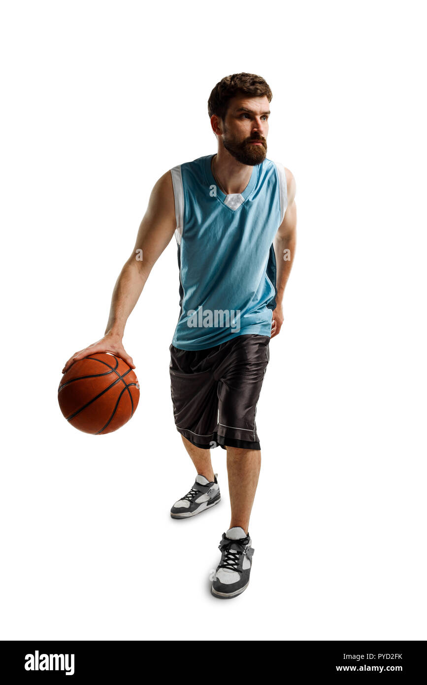 Confident basketball player on white Stock Photo Alamy