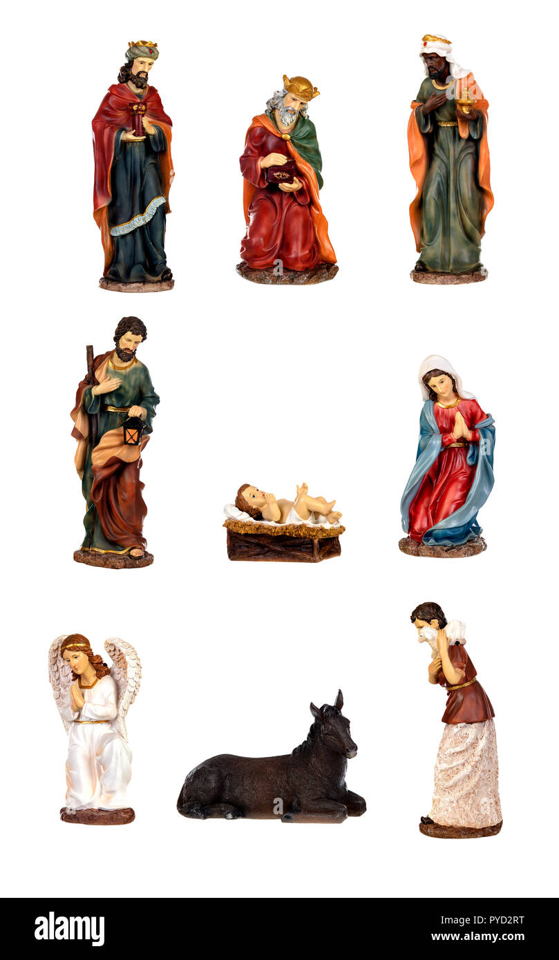 Image figures for the Nativity Portal isolated on a white background Stock Photo