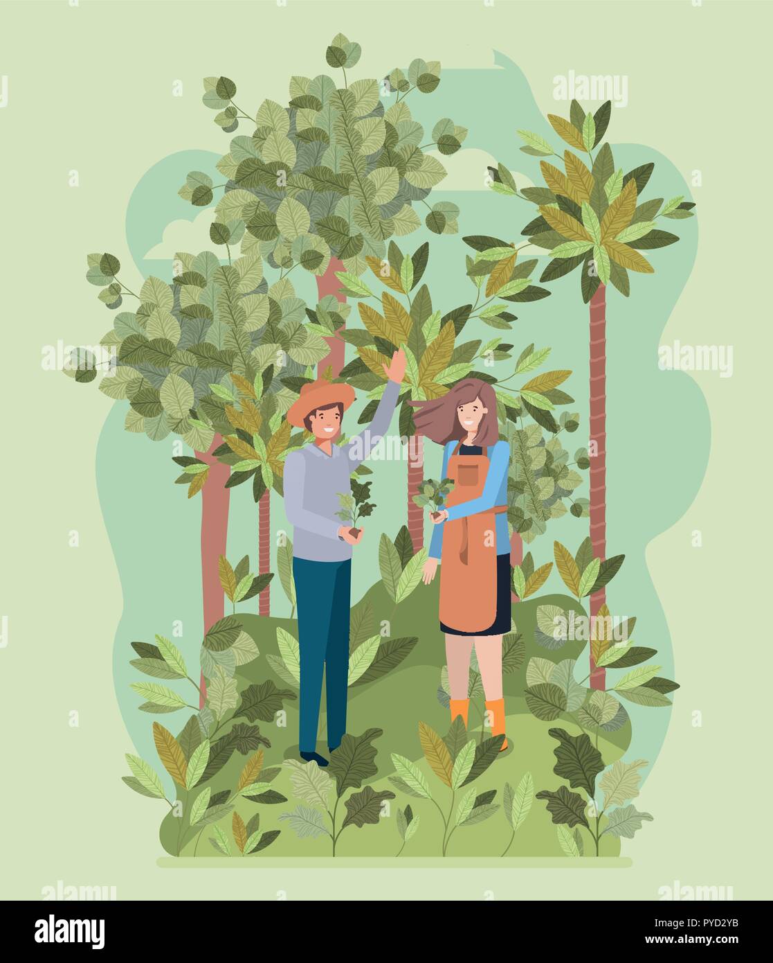 couple planting tree in the park Stock Vector Image & Art - Alamy