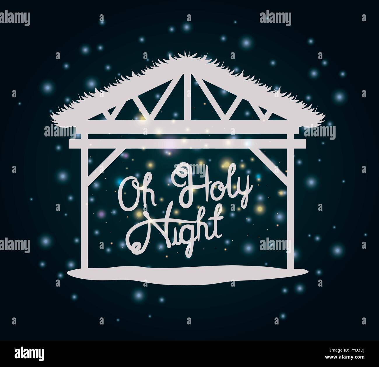 merry christmas card with manger stable Stock Vector