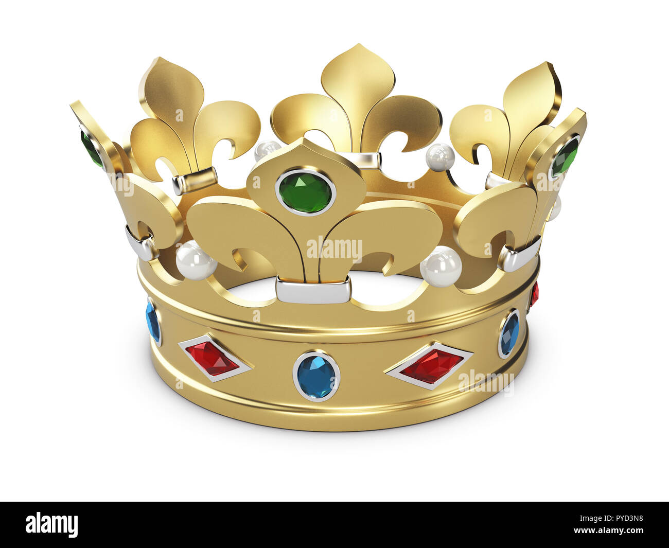 3d Illustration of Golden king crown isolated on white Stock Photo - Alamy