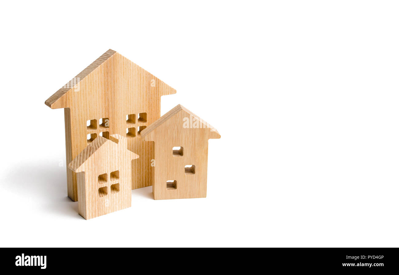 City Of Wooden Houses On A White Background The Concept Of Urban