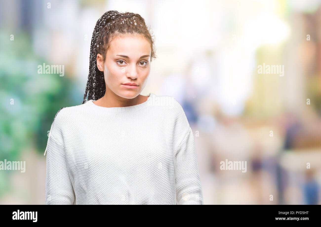Young Braided Hair African American Girl Wearing Winter Sweater