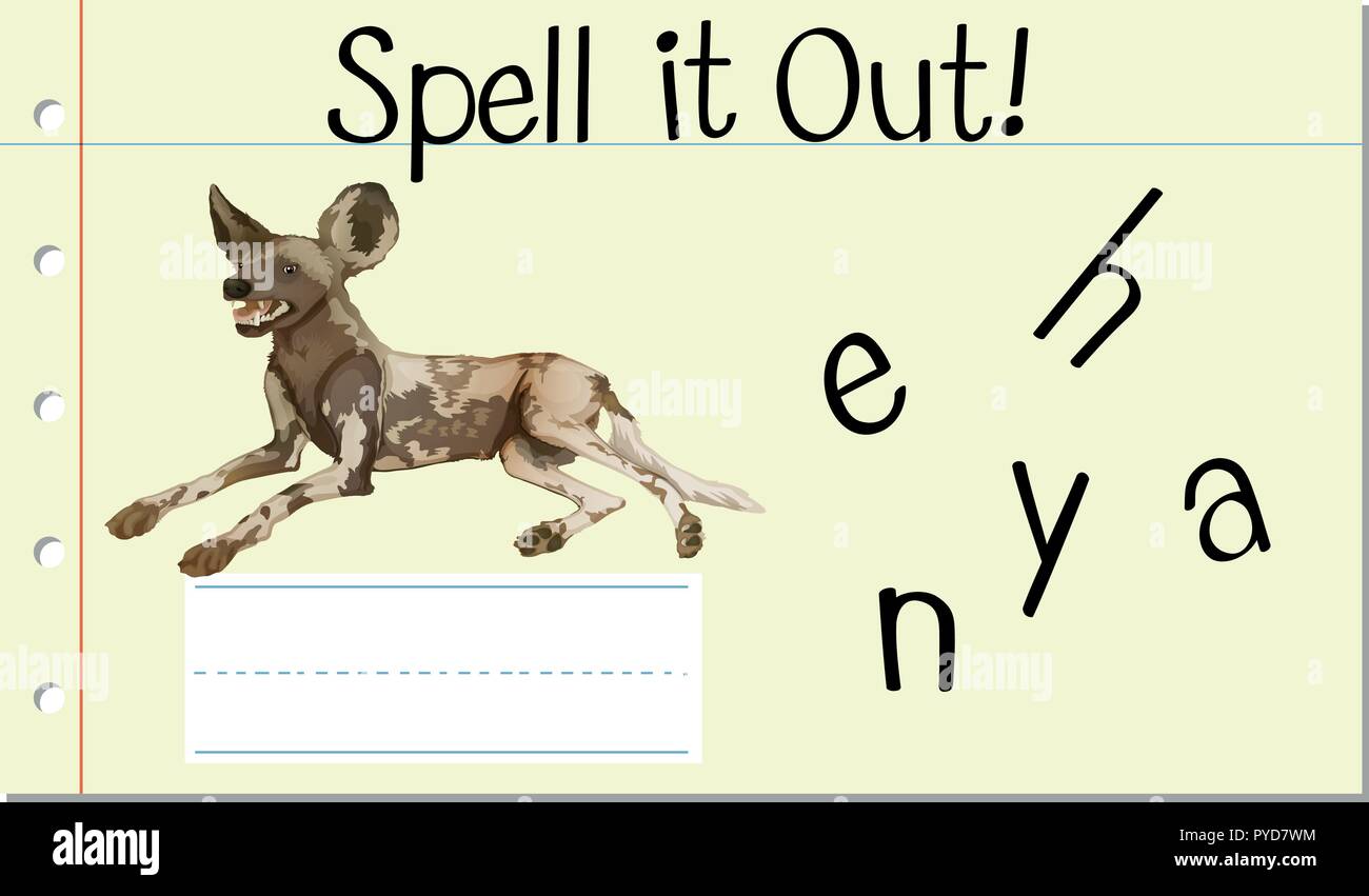 Spell english word hyena illustration Stock Vector Image & Art - Alamy