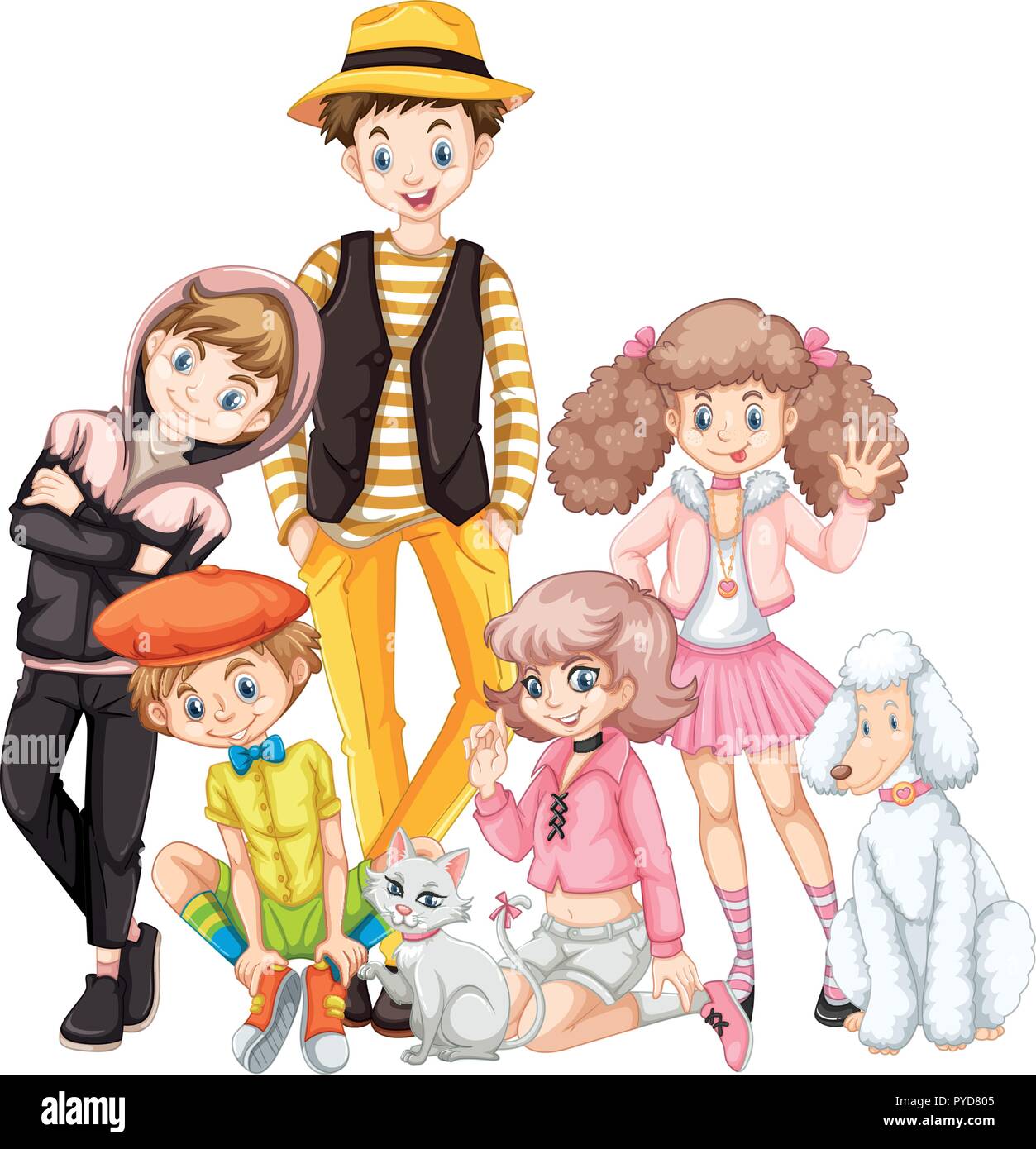 Group of teenager and pet illustration Stock Vector Image & Art - Alamy