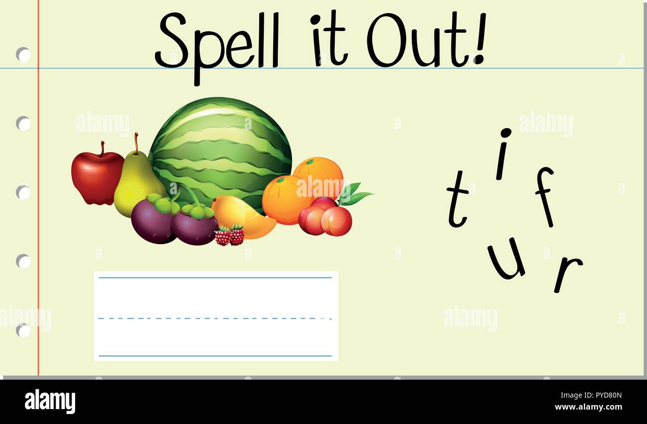 Spell English word fruit illustration Stock Vector Image & Art Alamy