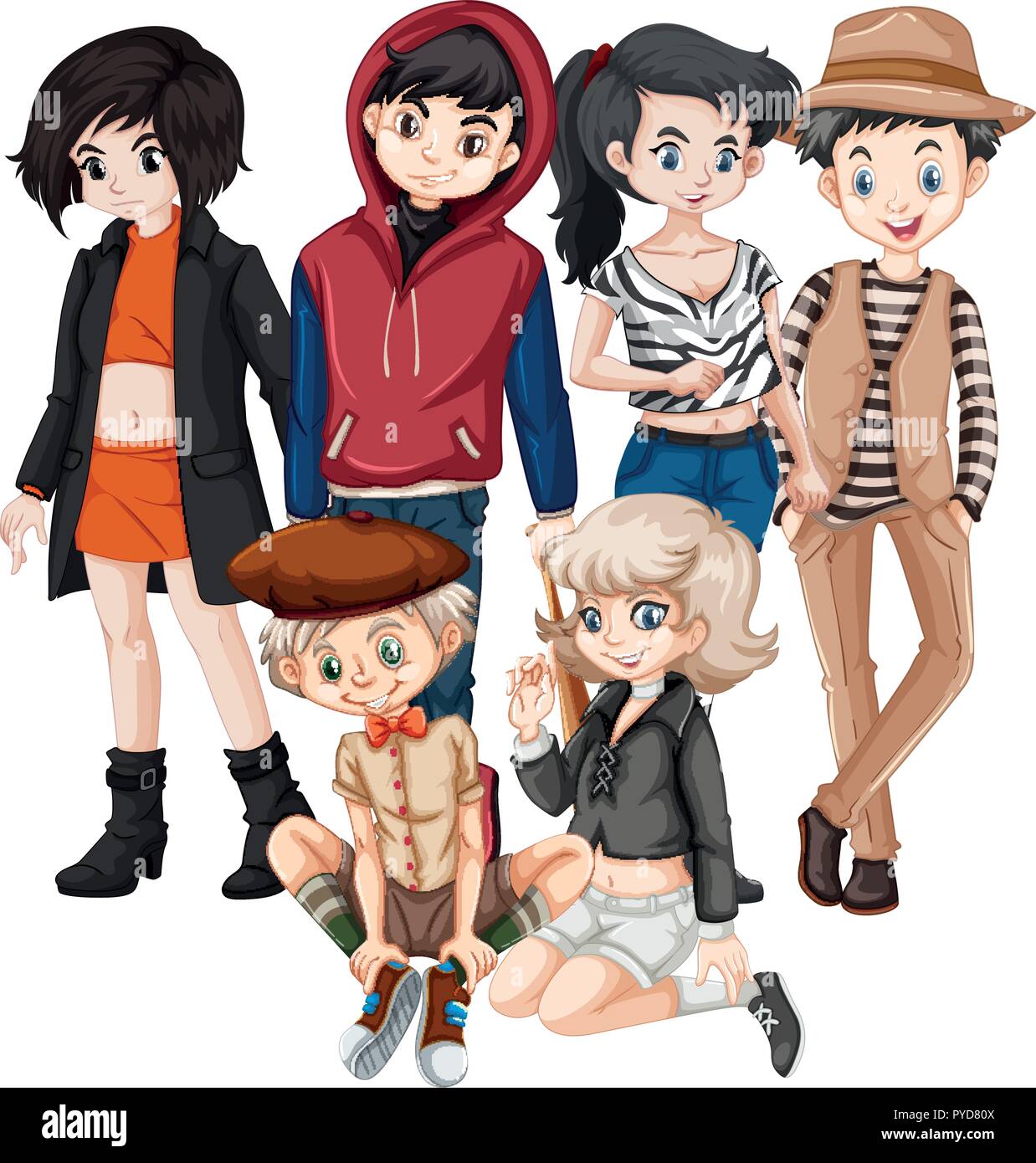 A group of teenager illustration Stock Vector Image & Art - Alamy