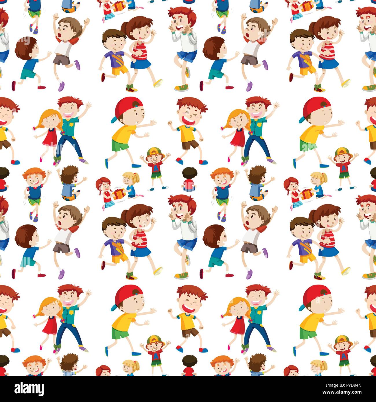 Cute children on seamless pattern illustration Stock Vector Image & Art ...