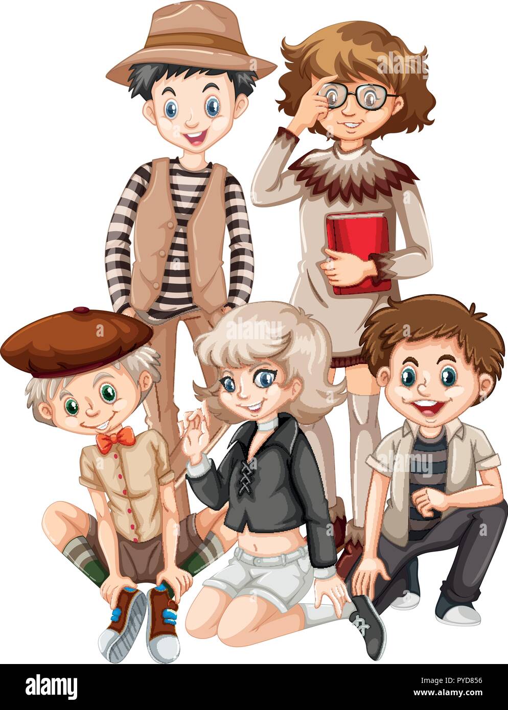 Group of hipster teenager illustration Stock Vector Image & Art - Alamy