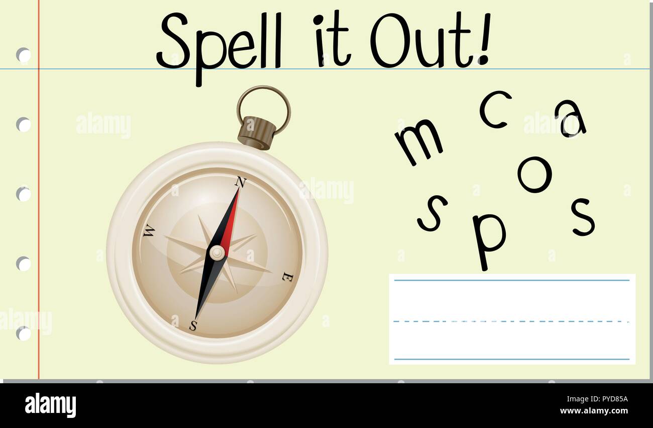 Spell english word compass illustration Stock Vector Image & Art Alamy