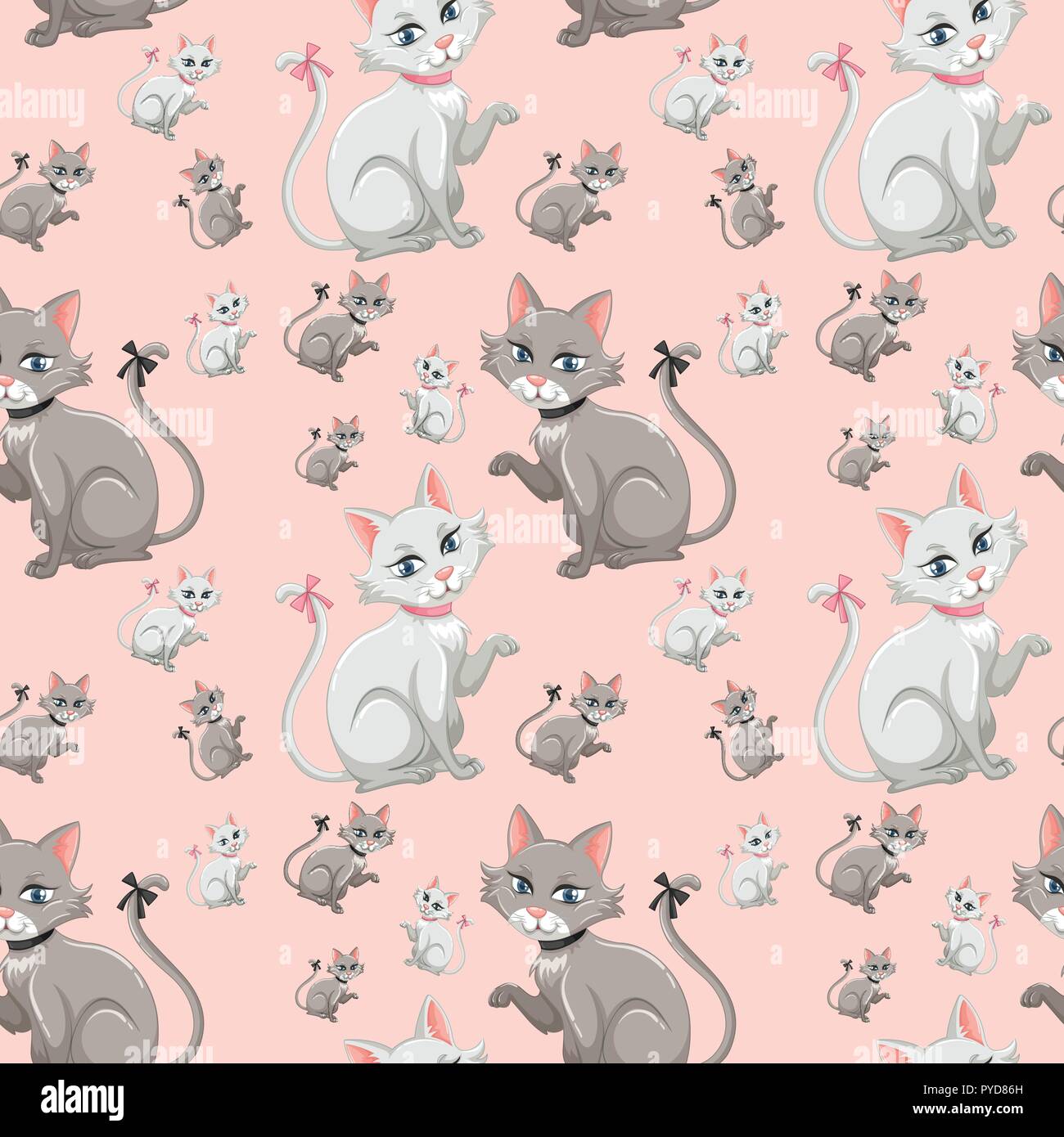 Cute kitten seamless pattern illustration Stock Vector Image & Art - Alamy