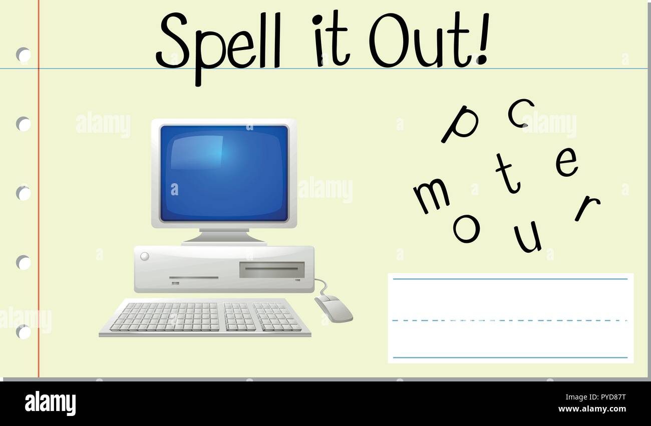 Spell English word computer illustration Stock Vector Image & Art Alamy