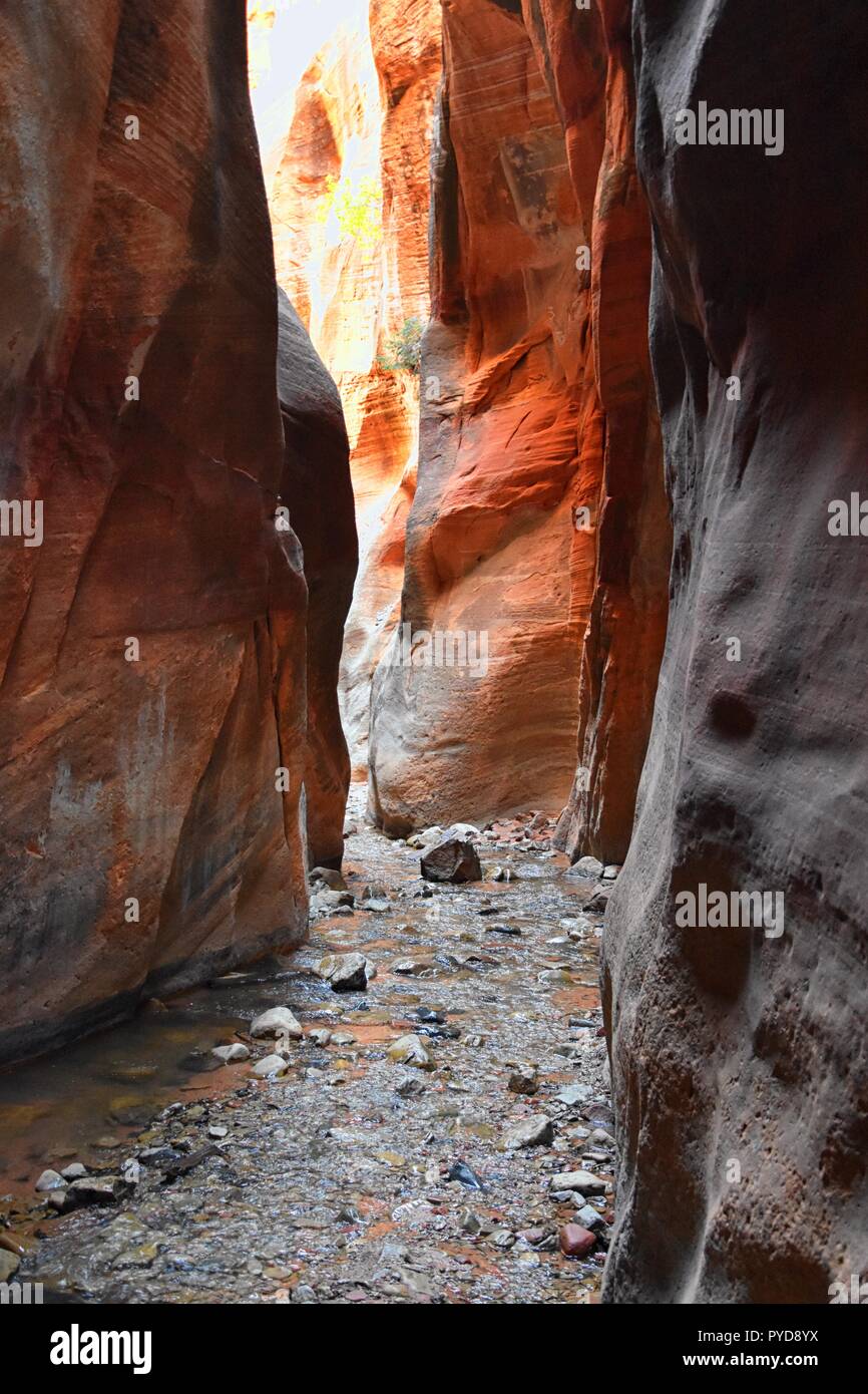 Kanarraville Falls, views from along the hiking trail of falls, stream
