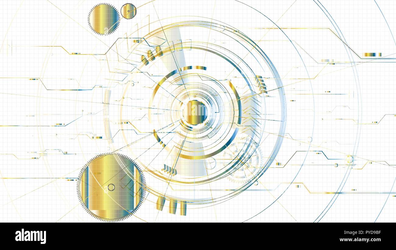 Vector abstract technological illuminated sketch template background Stock Vector