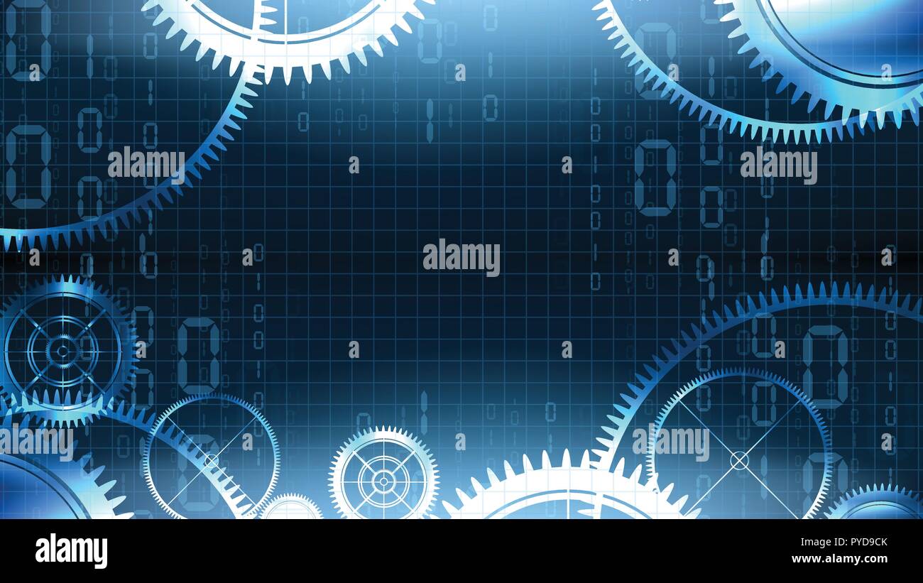Vector modern technological gear illuminated background Stock Vector