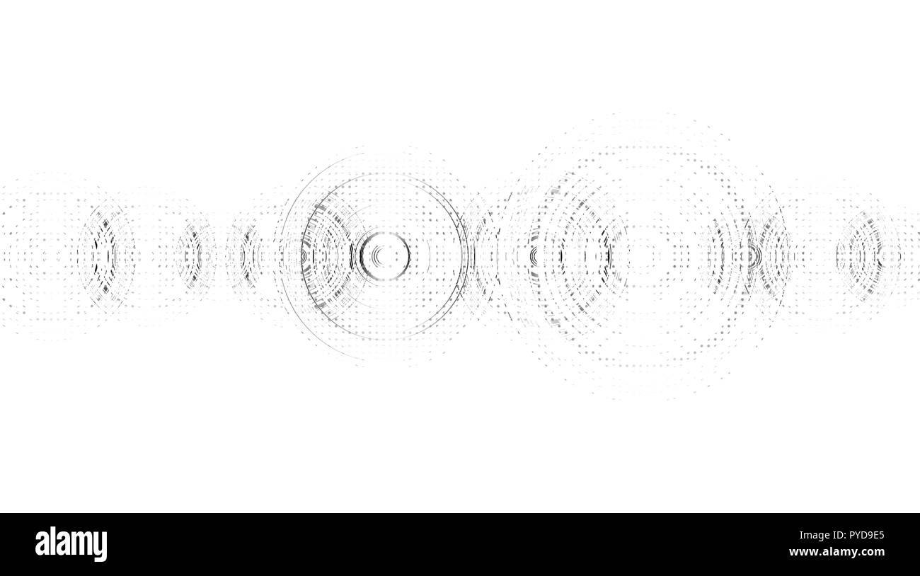 Vector abstract technological sound wave black and white background design Stock Vector