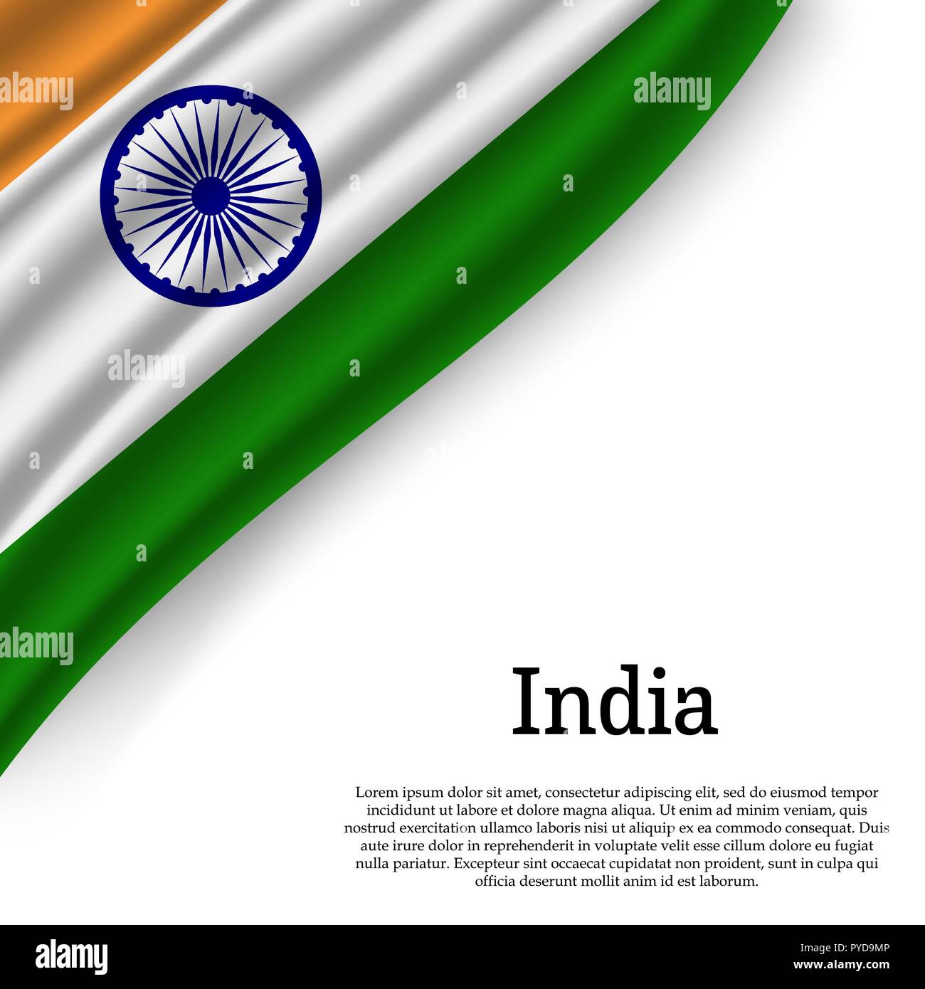 waving flag of India on white background. Template for independence day ...