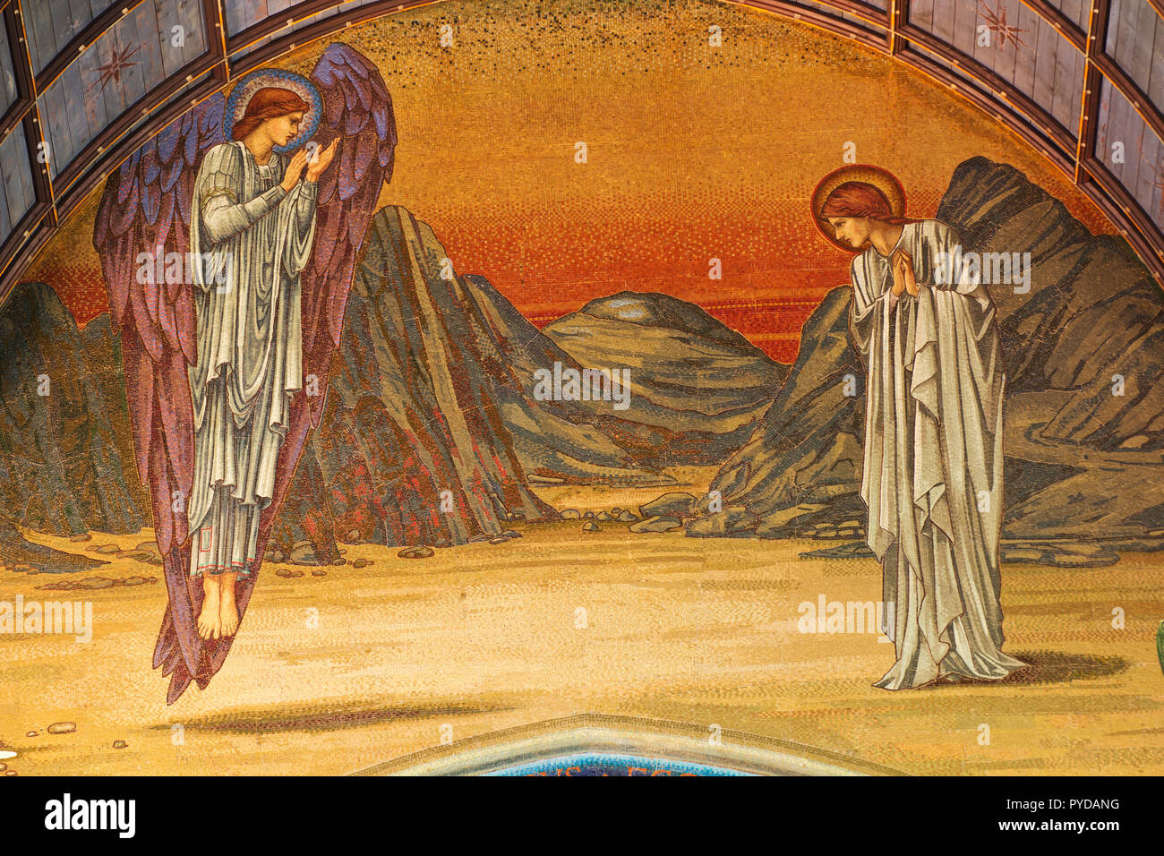 Annunciation (by Edward Burne-Jones) - St Paul's Within the Walls - Rome Stock Photo