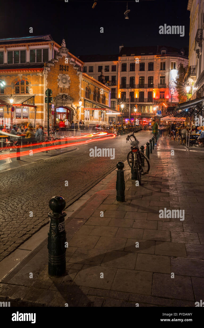 Bruxelles street at night Stock Photo