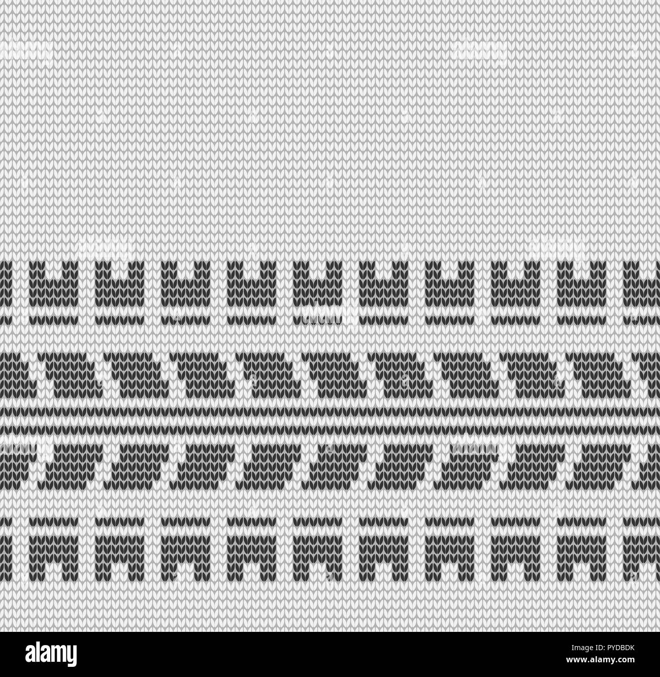 Abstract black and white seamless knitting pattern background Stock