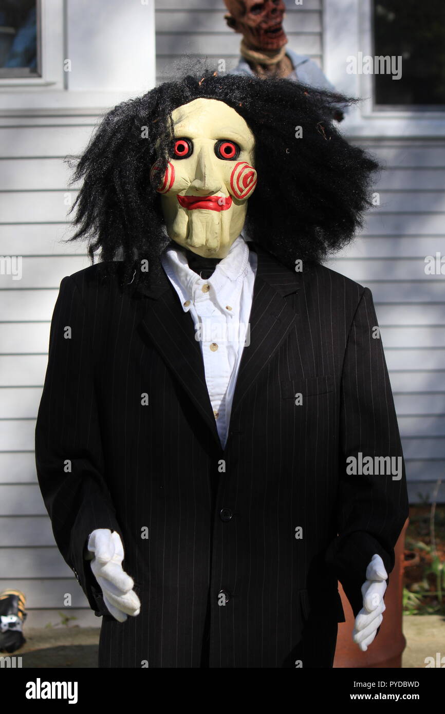 Monster dressed in formal wear as creative Halloween lawn decorations Stock  Photo - Alamy
