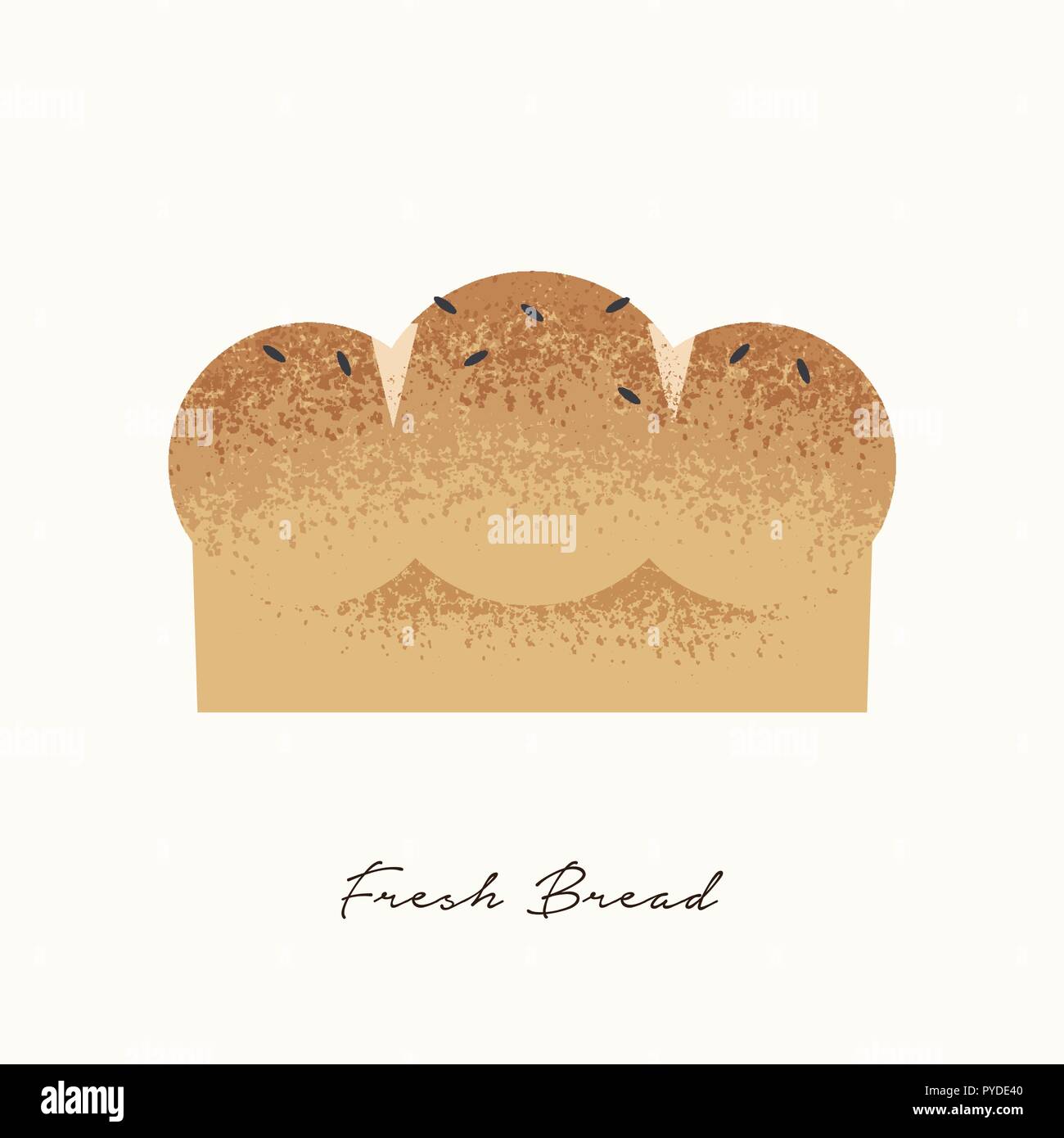 Fresh Bread illustration in hand drawn texture style with seeds for bakery, healthy nutrition or homemade food concept on isolated background. Stock Vector