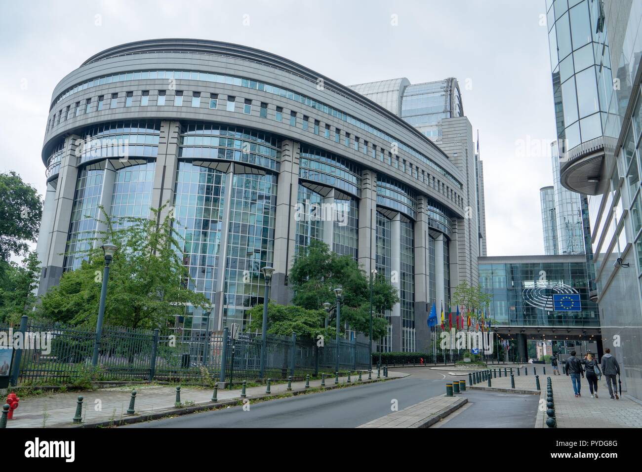 Belgium: European Parliament in Brussels as seen from Rue Wiertz. Photo from 12. August 2017. | usage worldwide Stock Photo