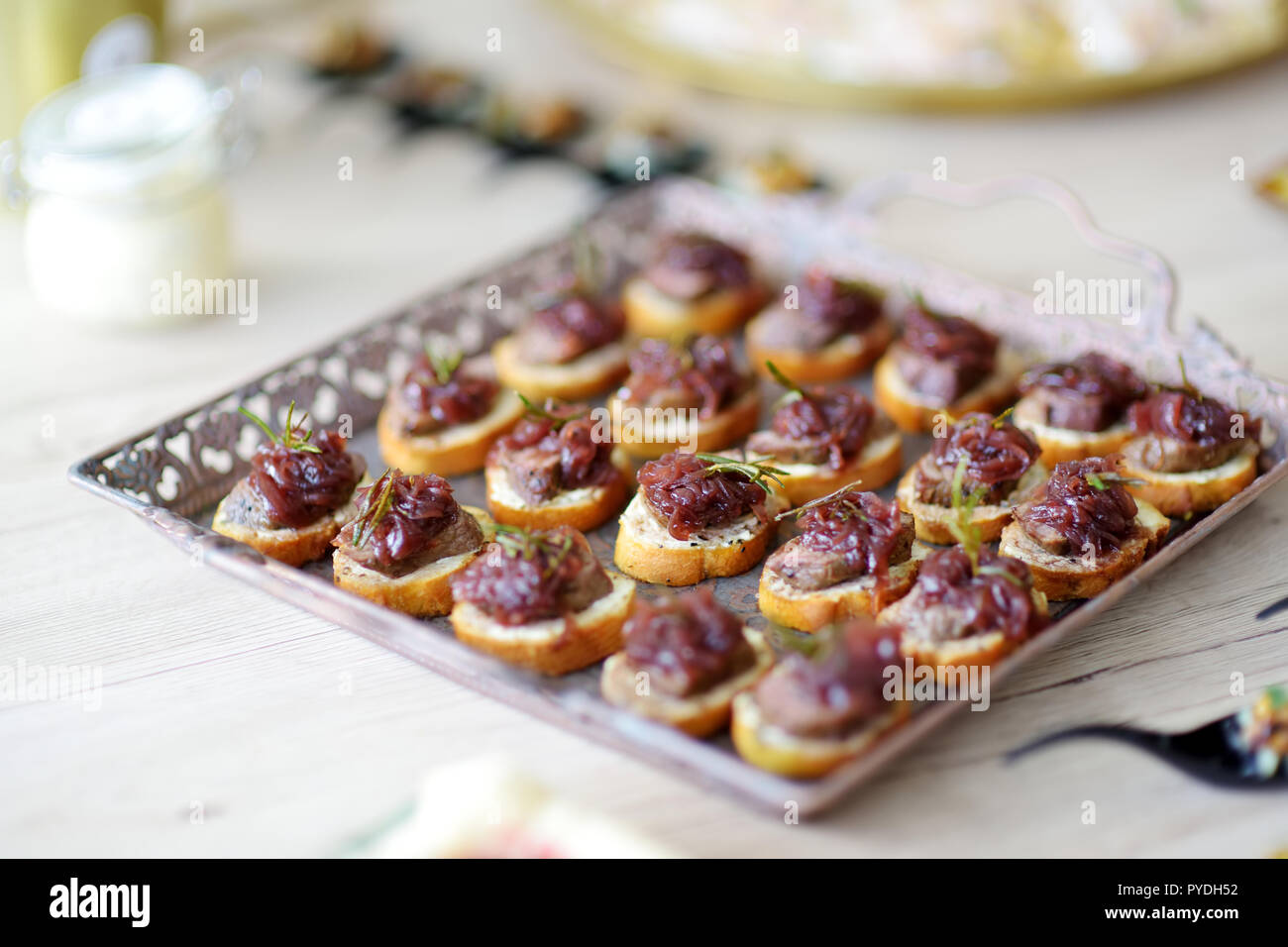 Delicious Pate Snacks With Beet Topping Served On A Party Or