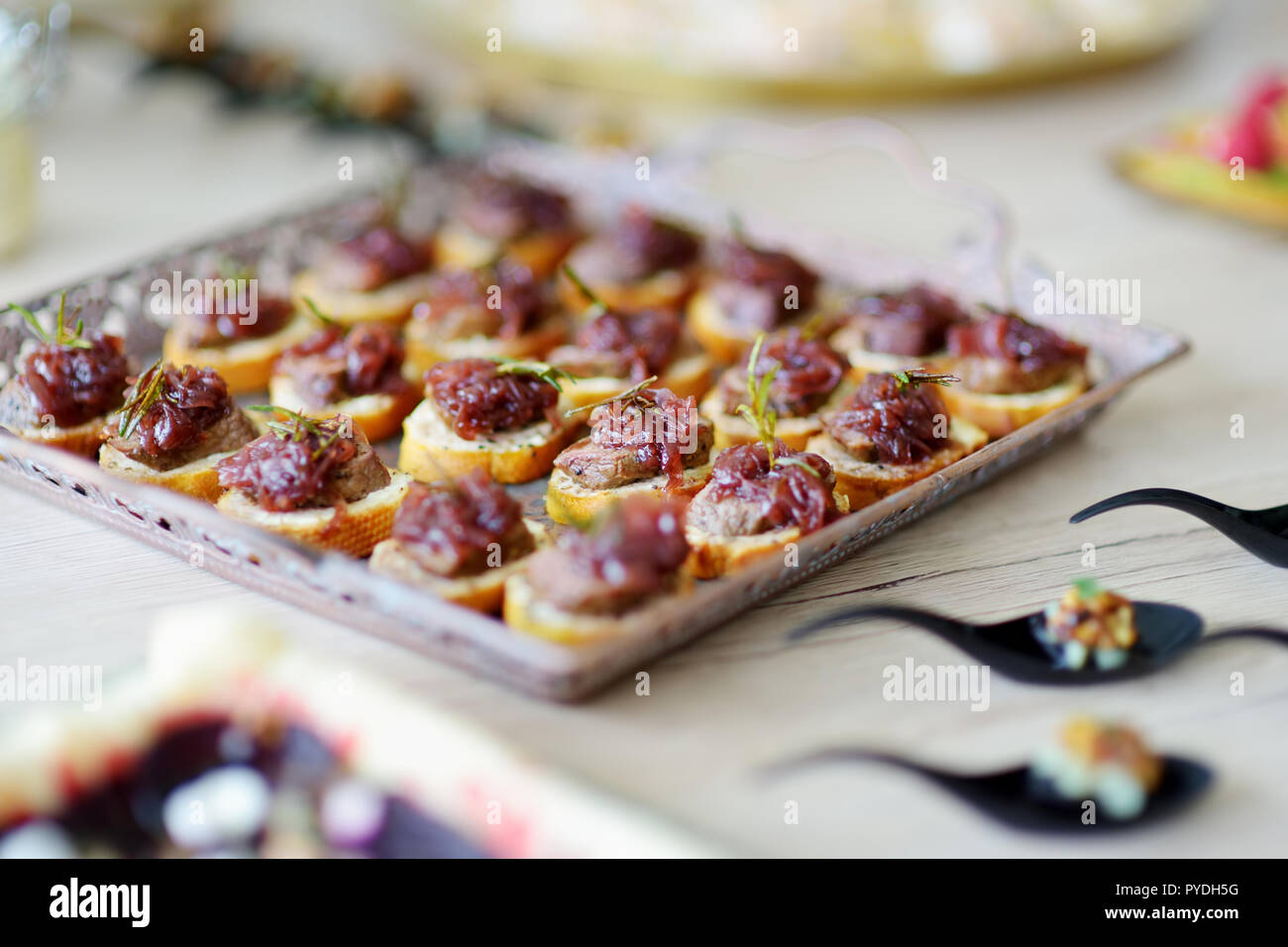 Delicious Pate Snacks With Beet Topping Served On A Party Or Wedding