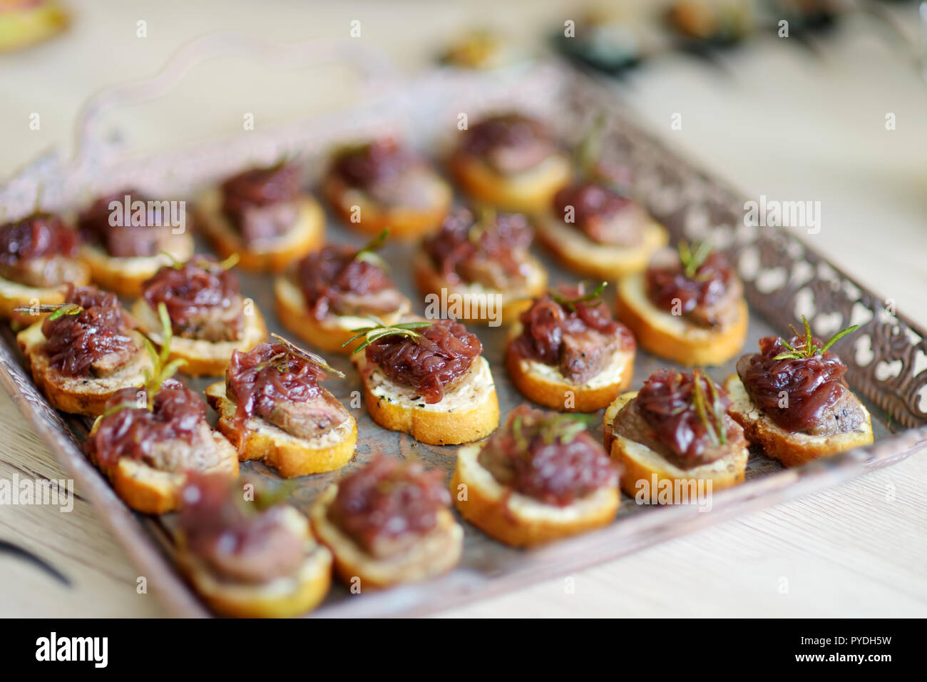 Delicious Pate Snacks With Beet Topping Served On A Party Or