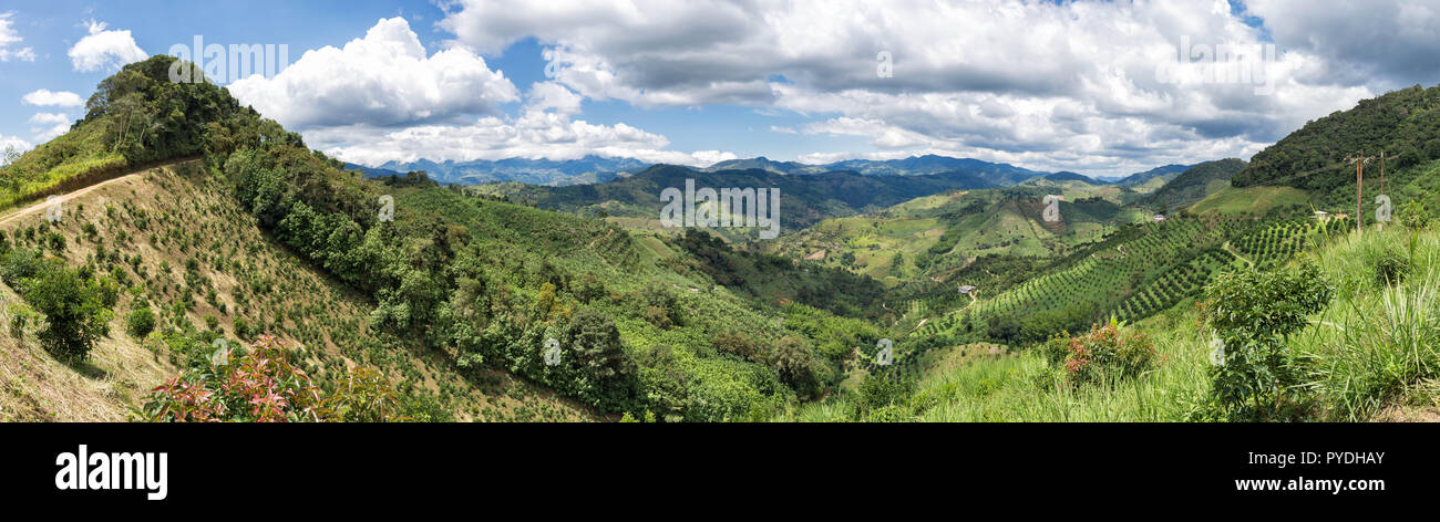 Beautiful panoramic landscape of our Cauca Valley, in Colombia. Stock Photo