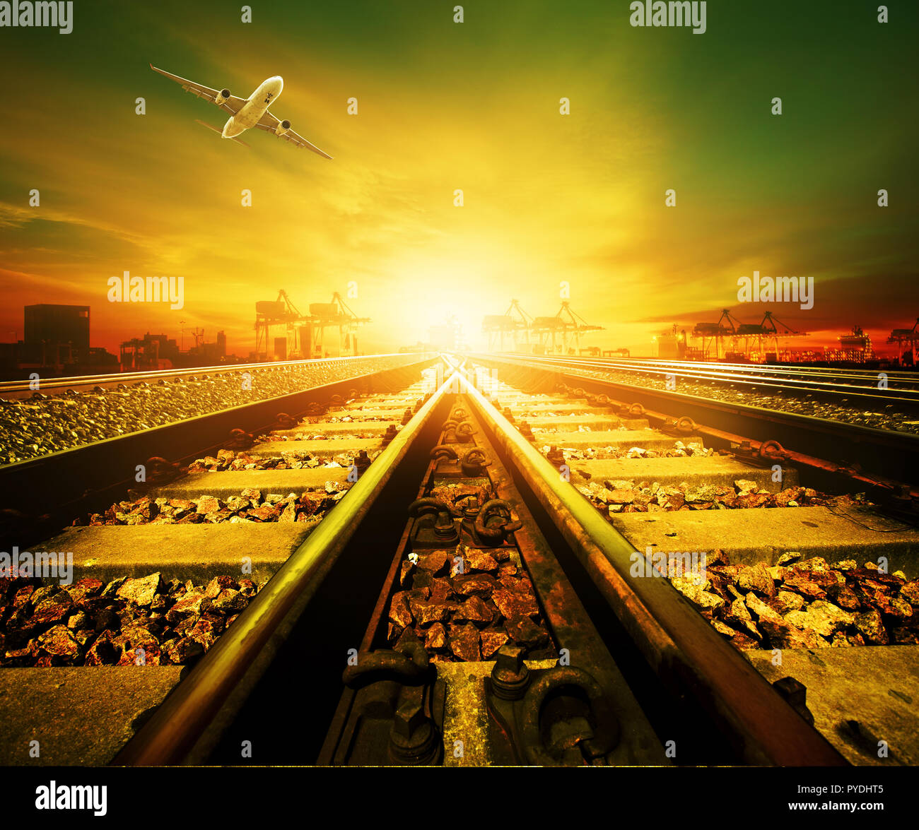 Flying over freight trains railroad hi-res stock photography and images ...