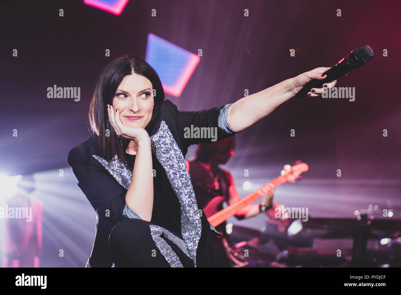 Torino, Italy. 27th Oct, 2018. Laura Pausini performing live on stage for the 'Fatti Sentire' world tour 2018 in Torino, in front of a sold out arena. Credit: Alessandro Bosio/Pacific Press/Alamy Live News Stock Photo