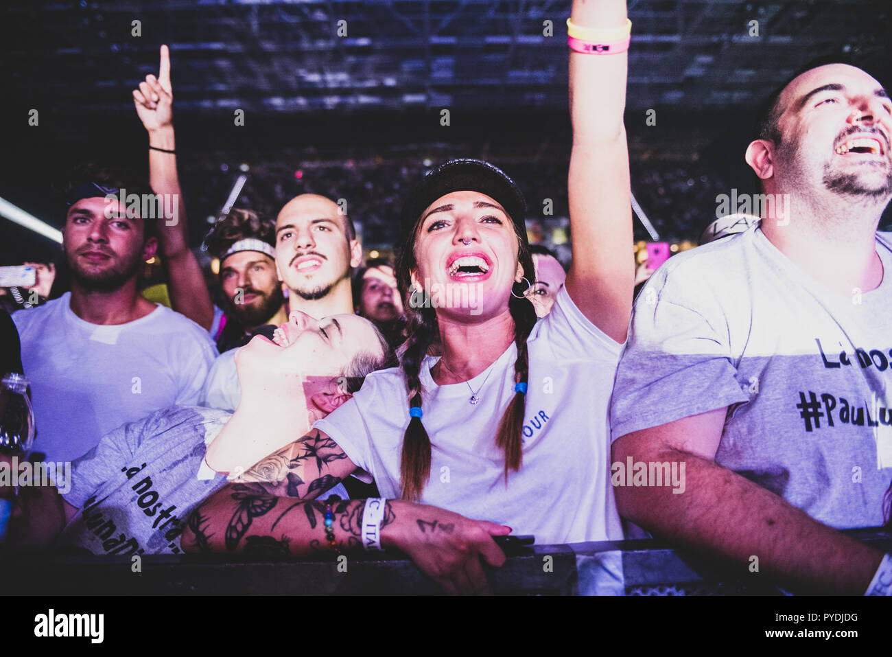 Torino, Italy. 27th Oct, 2018. Laura Pausini fans having fun during the her first 'Fatti Sentire' world tour 2018 sold out concert in Torino. Credit: Alessandro Bosio/Pacific Press/Alamy Live News Stock Photo