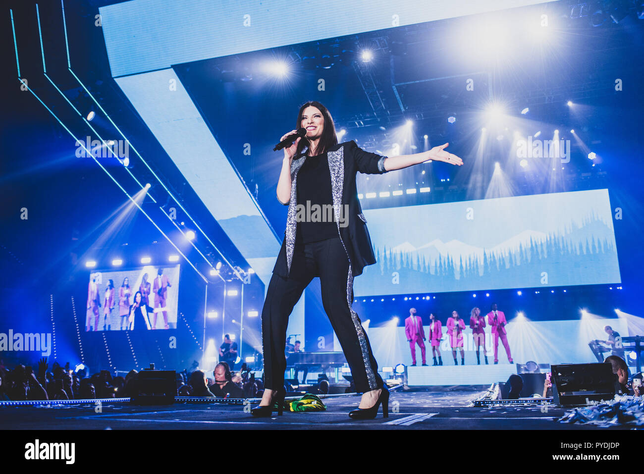 Torino, Italy. 27th Oct, 2018. Laura Pausini performing live on stage for the 'Fatti Sentire' world tour 2018 in Torino, in front of a sold out arena. Credit: Alessandro Bosio/Pacific Press/Alamy Live News Stock Photo