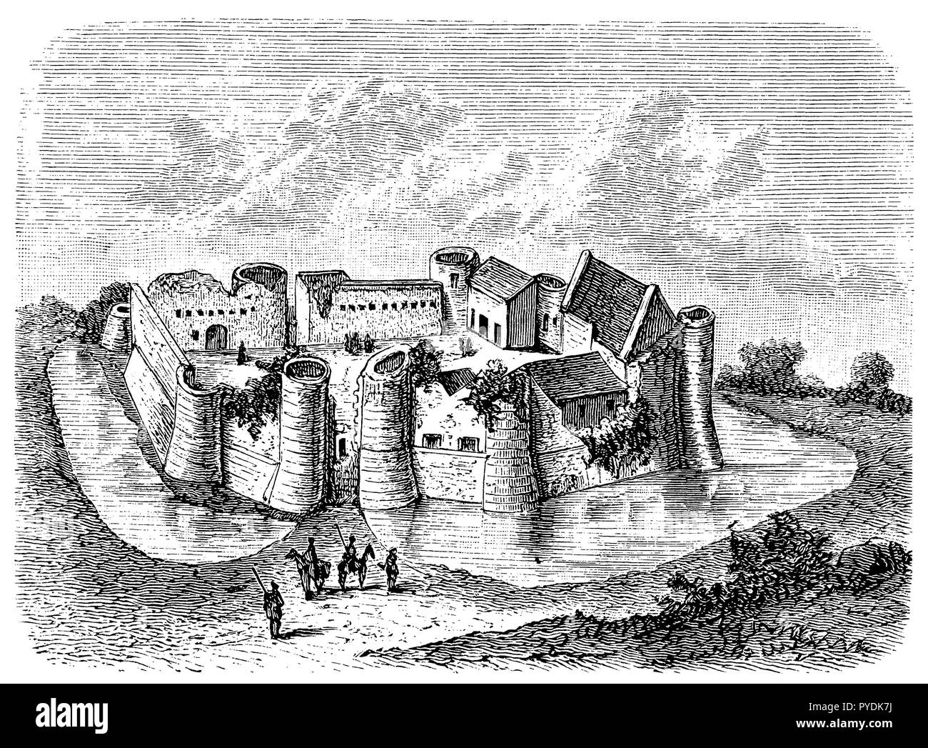 French water castle from the 12th century (Courch at Falaise), Stock Photo