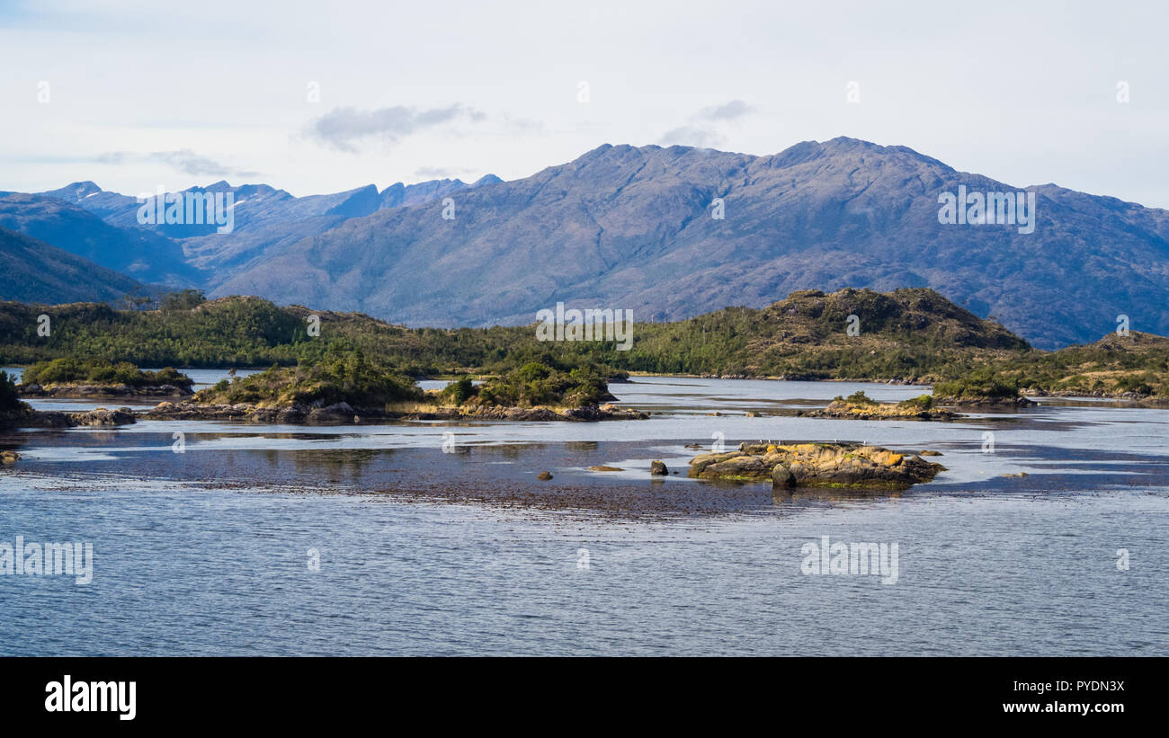 Coast around Puerto Eden in Chile. Patagonia in South of Chile Stock Photo