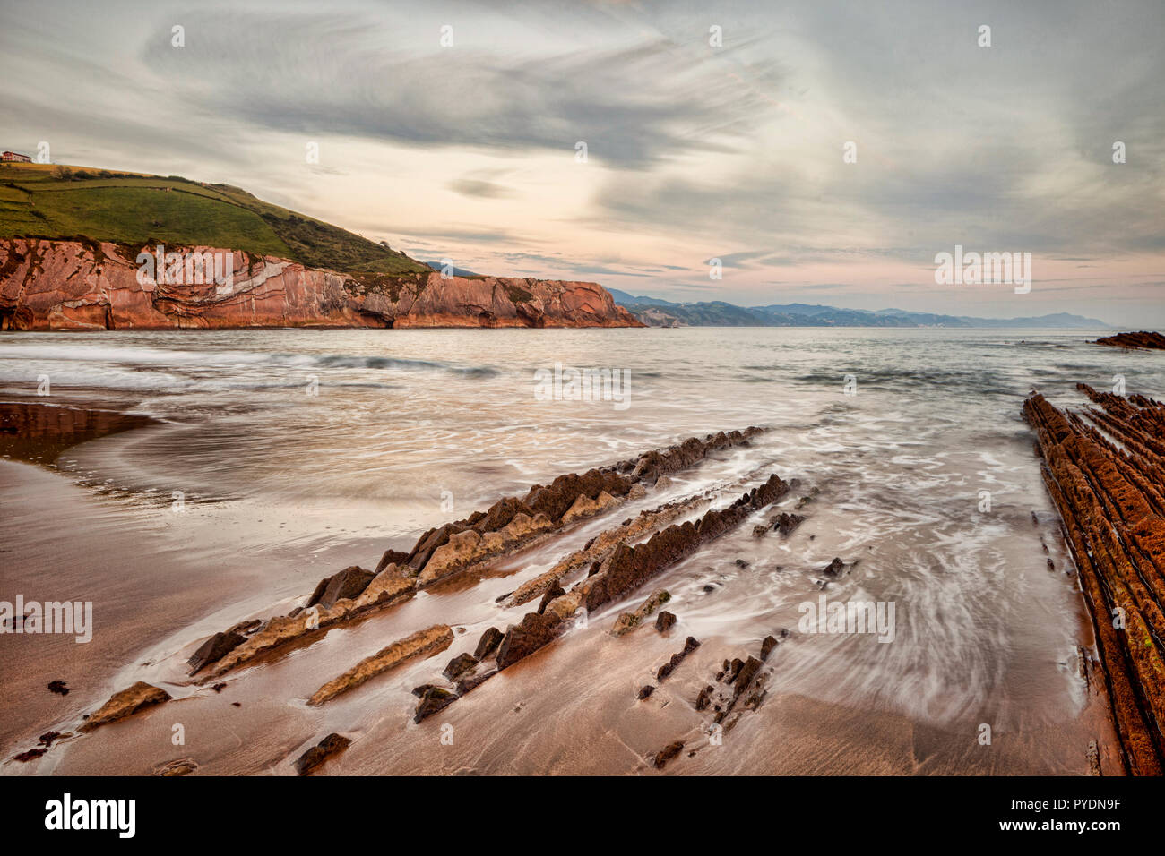 Flysch formation at Itzurun Beach, Zumaia, Basque Country, Spain Stock Photo