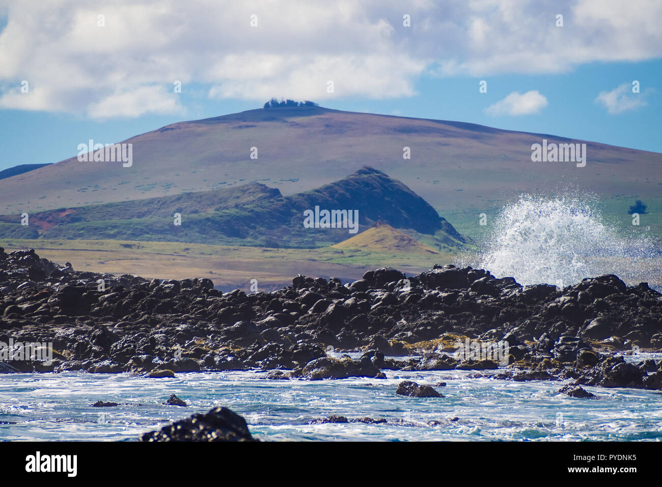 Poike volcano and Rano raraku volcano in Easter island Stock Photo Alamy