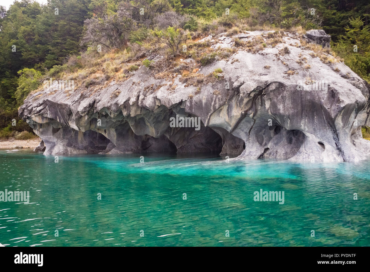 The marble cathedral chapel, Capillas De Marmol, along Carretera Austral, lake General Carrera, Puerto Tranquilo, Chile, Patagonia Stock Photo