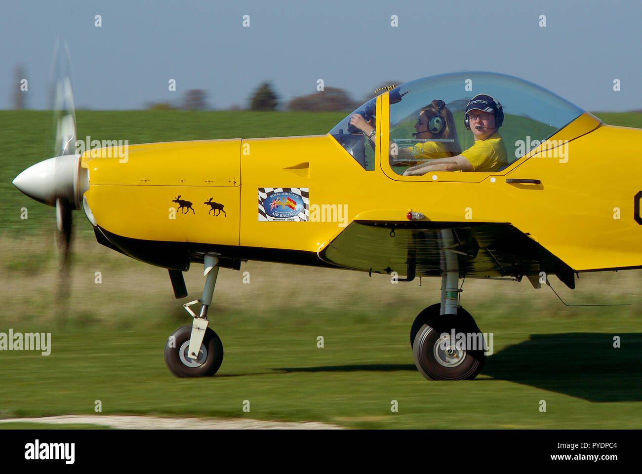 Slingsby T67 Firefly G-KONG taking part in Royal Aero Club RAeC Air Race Series at Great Oakley airfield, Essex, UK. Private flying Stock Photo