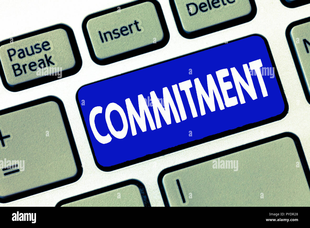Word writing text Commitment. Business concept for Quality of being dedicated to cause activity Engagement. Stock Photo