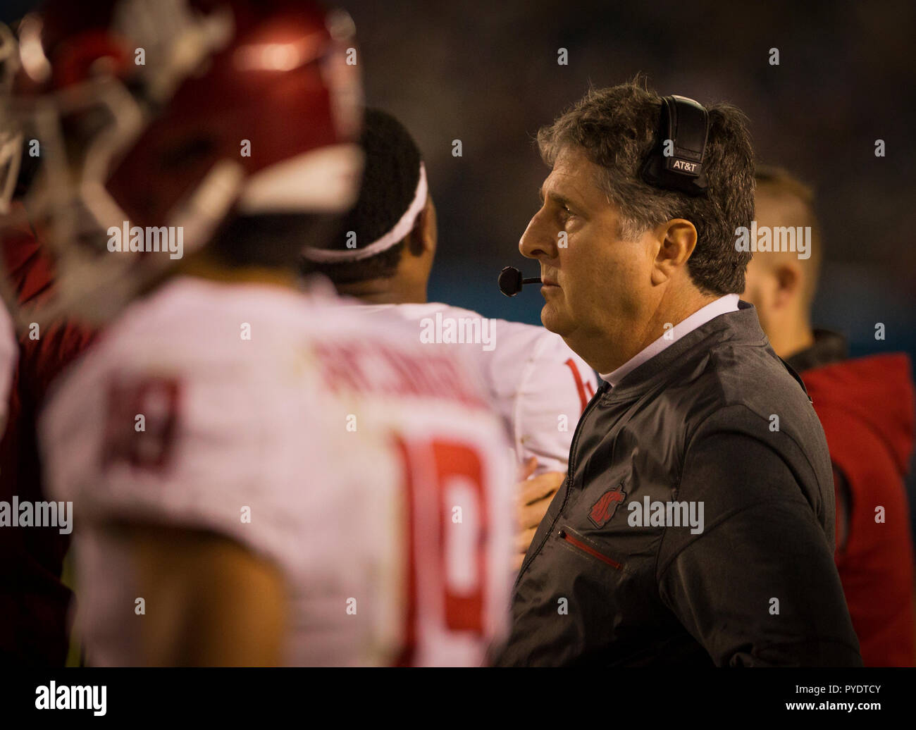 Washington State Football Head Coach Mike Leach looks on Stock Photo