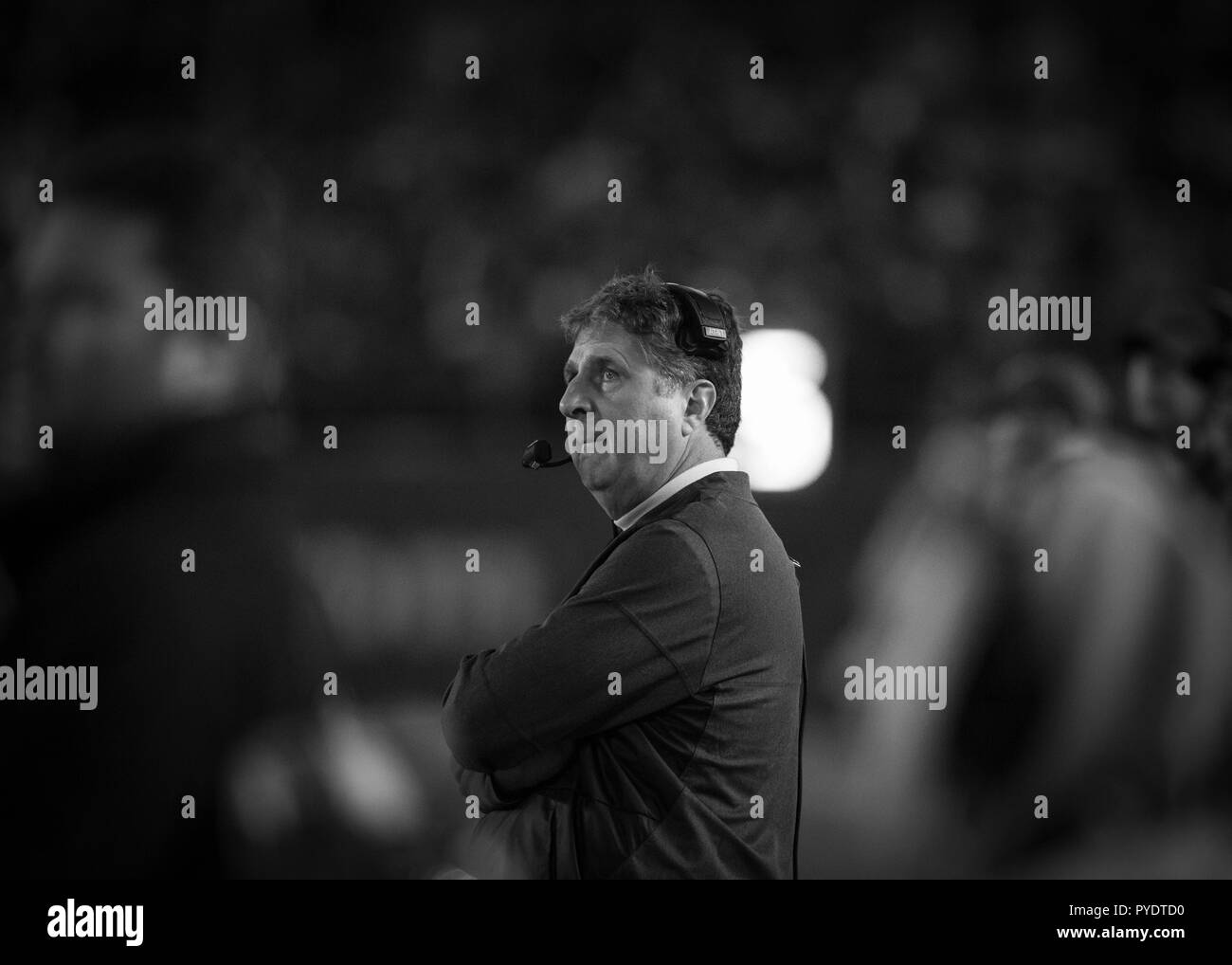 Washington State Football Head Coach Mike Leach looks on Stock Photo