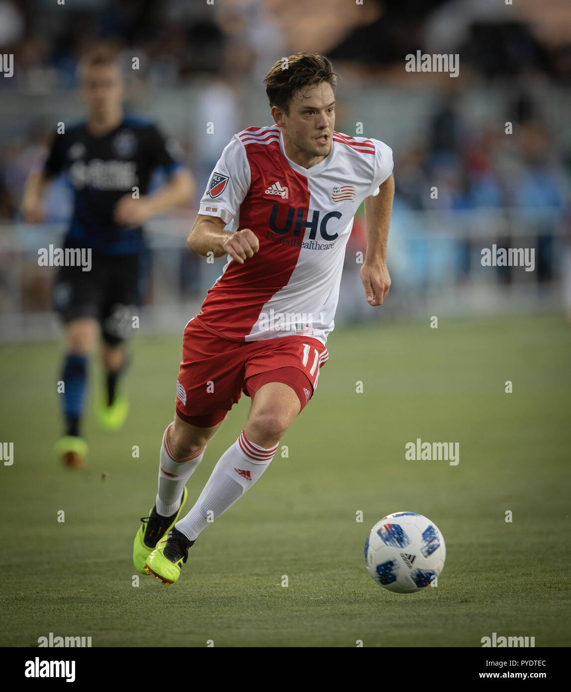 New England Revolutions and USMNT Midfielder Kelyn Rowe with a dribble move Stock Photo